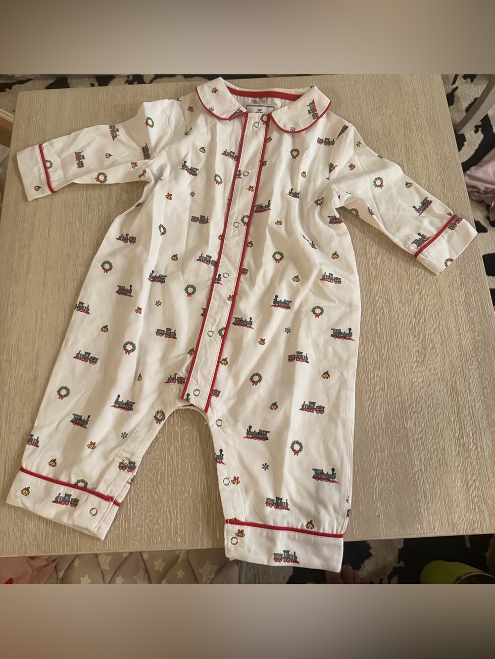 Petite Plume Twill Holiday Romper size 6-12 months